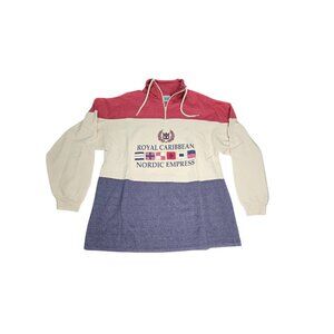 Vintage Royal Caribbean Men's Color Blocked Quarter Zip Pullover - Size L/XL